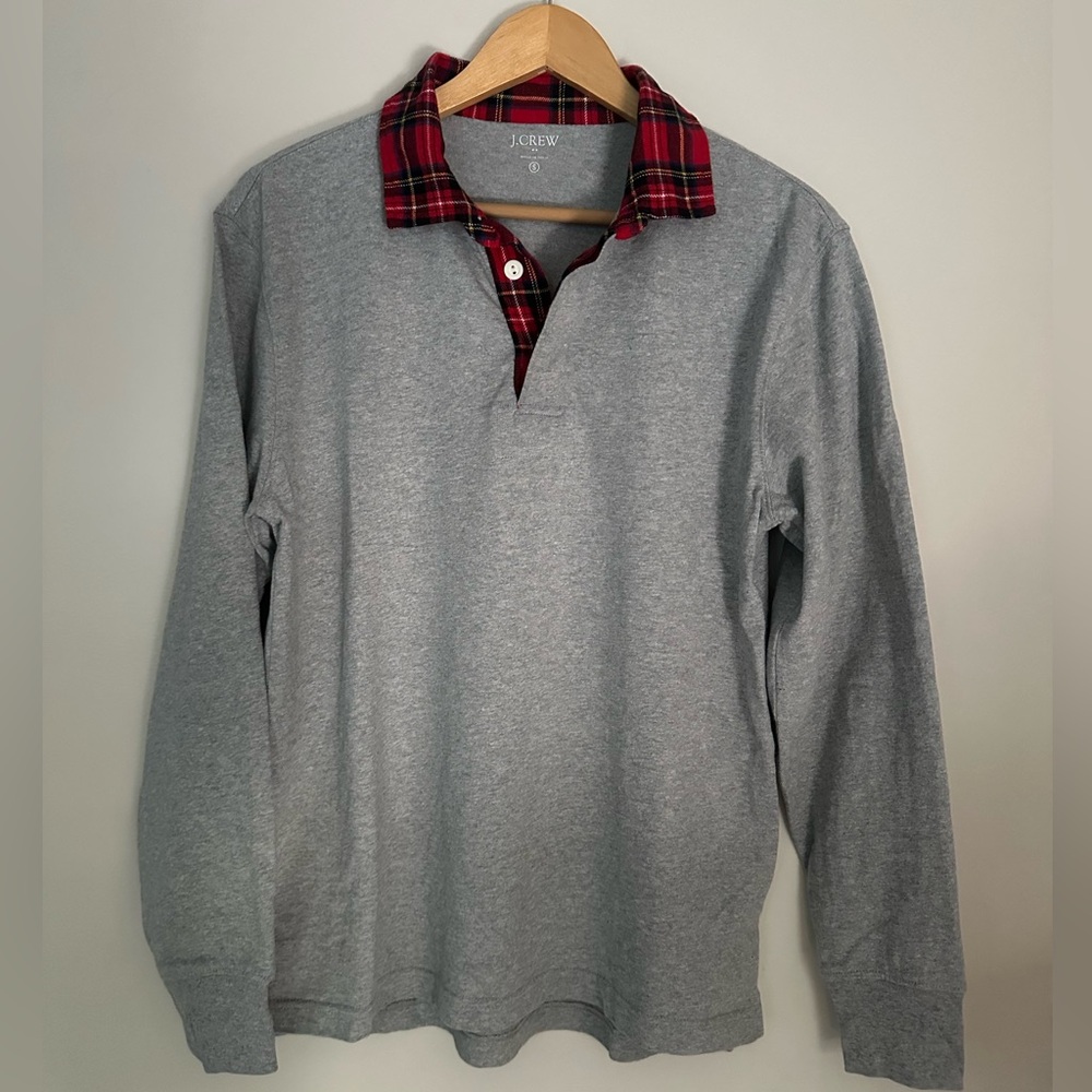 J.Crew Men's Rugby Shirt with Tartan Collar